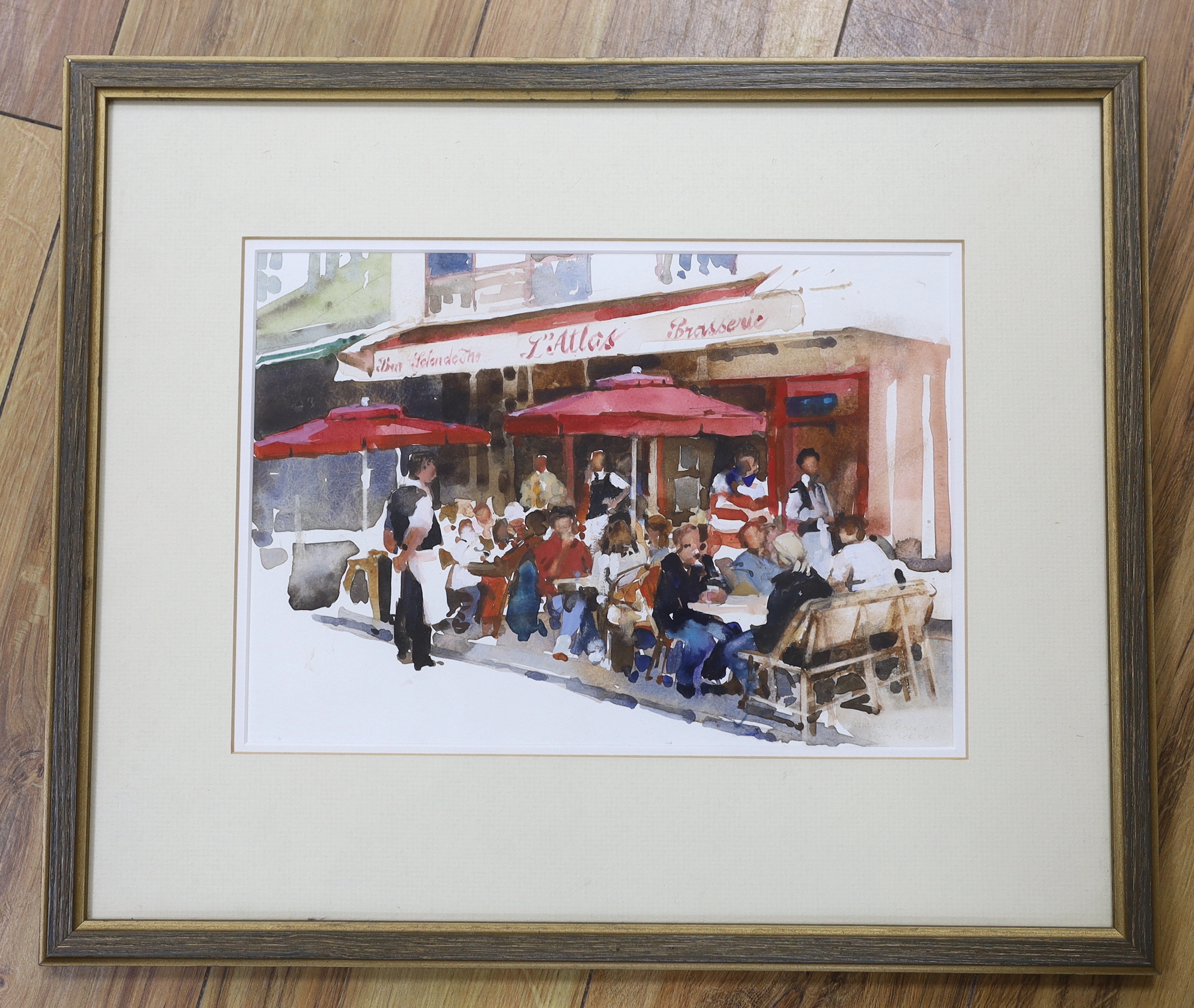 Alan Hepburn (19th/20th. C), watercolour, Paris café, inscribed, 22 x 29cm